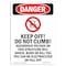 Signmission Safety Sign, OSHA Danger, 5" Height, Keep Off! Do Not Climb!, Portrait OS-DS-D-35-V-2096 - alternate 1